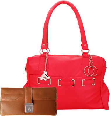 

Lady bar Shoulder Bag(Red, Tan)