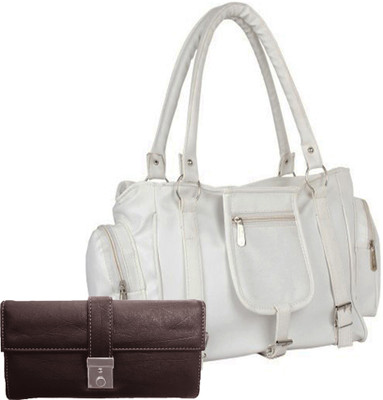 

Lady bar Shoulder Bag(White, Brown), Brown;white