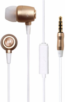 Motorola Earbuds Metal Wired Headset with Mic(Gold, In the Ear)