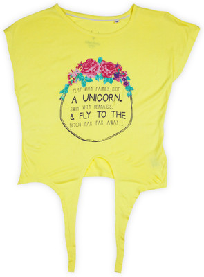 

Allen Solly Junior Girls Printed Cotton T Shirt(Yellow, Pack of 1, Green