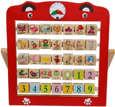 

Assemble Alphabet Teaching Frame Fun Way To Learn Numbers and Letters Wooden Toy(Multicolor)