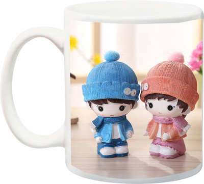 

Stylotrendz Cute Couples 3D Ceramic Mug(325 ml), Multicolor