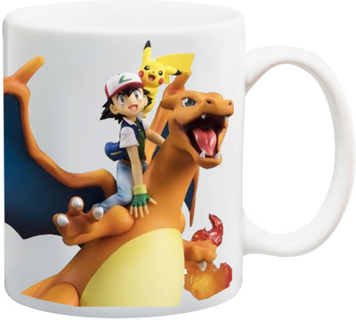 

Stylotrendz Pokemon Charizard Ash Friendship Ceramic Mug(325 ml), Multicolor