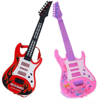 

FEMININE STYLE Multi color Plastic Musical Guitar - Set of 2(Multicolor)
