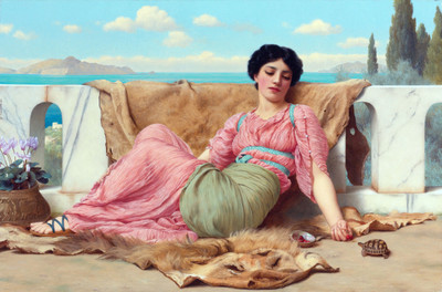

quiet pet & beautyful lady Fine Art Print(12 inch X 18 inch, Rolled)