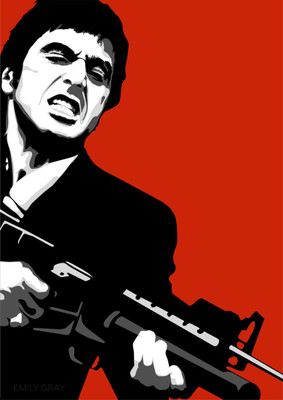 

Graphic Art Poster - Scarface - Tony Montana - Say Hello To My Little Friend - Hollywood Collection - Movie Poster Collection Paper Print(12 inch X 17 inch)
