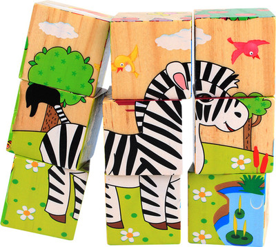 

Pigloo Colorful Wooden Block Picture Puzzle for Toddlers and Small Children (ZB Theme)(9 Pieces)