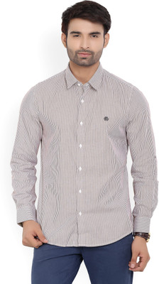 Buy Peter England University Men Striped Casual White, Brown Shirt
