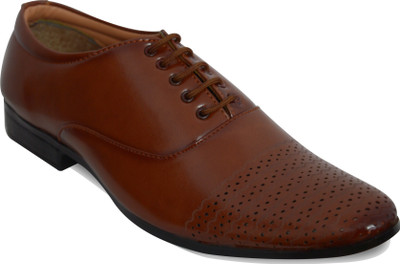 

Feetway Pointed Party Wear Lazer Design Lace Up For Men(Tan
