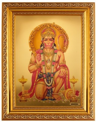 BM Traders Golden Foil Photo Of Hanuman-ji In Golden Frame Decorative Showpiece  -  36.83 cm(Wood, Gold)