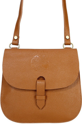 Old Tree Women Casual Tan Genuine Leather Sling Bag