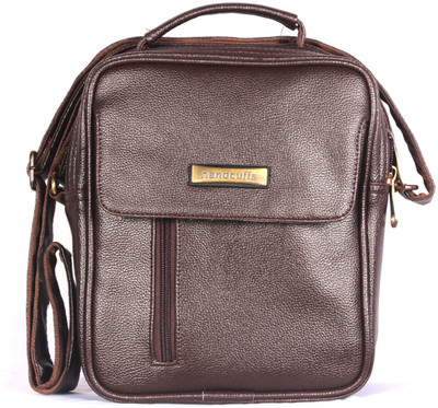 

HANDCUFFS Men & Women Formal Brown Leatherette Sling Bag