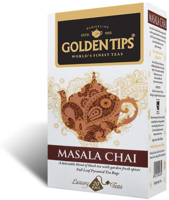 

Golden Tips Masala Chai Full Leaf Pyramid - 20 Tea Bags Spices Masala Tea Box(40 g)