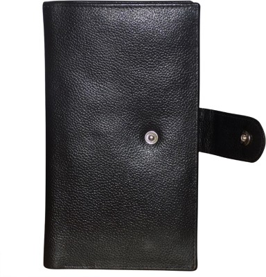 Style 98 Women Formal Black Genuine Leather Wrist Wallet(8 Card Slots)