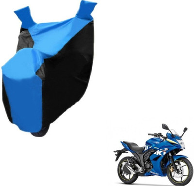 MOCKHE Two Wheeler Cover for Suzuki(Gixxer SF, Black, Blue)
