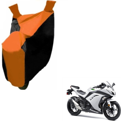 MOCKHE Two Wheeler Cover for Kawasaki(Ninja 300, Black, Orange)