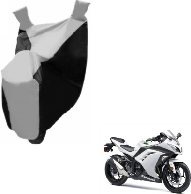 MOCKHE Two Wheeler Cover for Kawasaki(Ninja 300, Black, Silver)