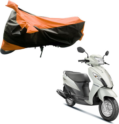 Purpleheart Two Wheeler Cover for Suzuki(Let's, Black, Orange)