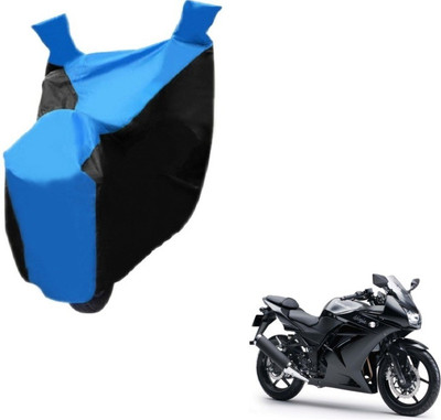 MOCKHE Two Wheeler Cover for Kawasaki(Ninja 250, Black, Blue)