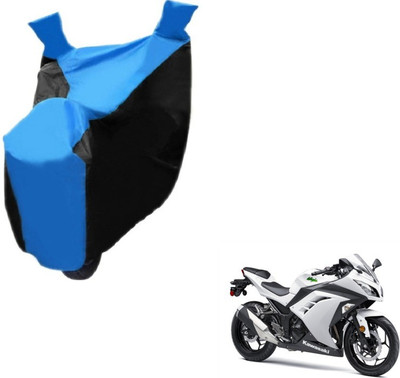 MOCKHE Two Wheeler Cover for Kawasaki(Ninja 300, Black, Blue)