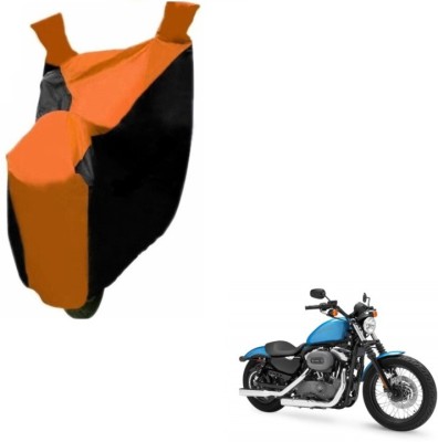 MOCKHE Two Wheeler Cover for Harley Davidson(XL 1200, Black, Orange)