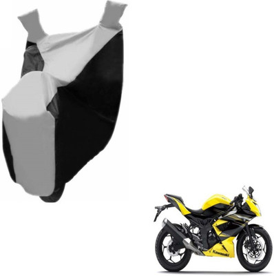MOCKHE Two Wheeler Cover for Kawasaki(Ninja, Black, Silver)