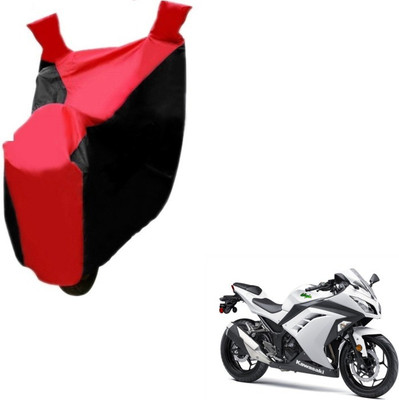 MOCKHE Two Wheeler Cover for Kawasaki(Ninja 300, Black, Red)