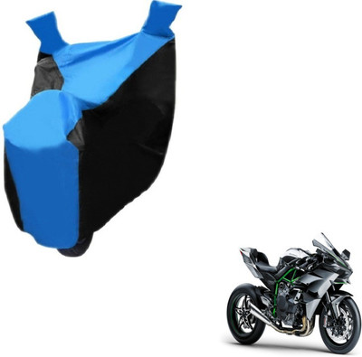 MOCKHE Two Wheeler Cover for Kawasaki(Ninja, Black, Blue)