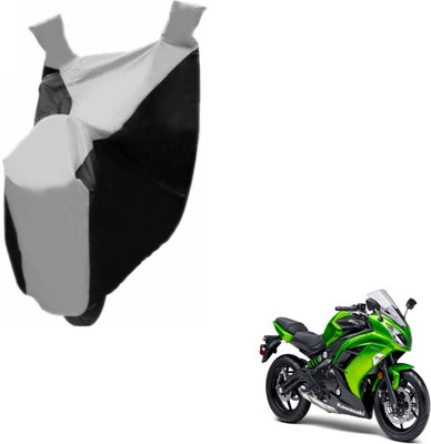 MOCKHE Two Wheeler Cover for Kawasaki(Ninja, Black, Silver)