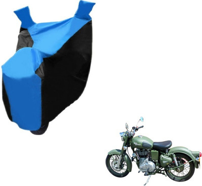 MOCKHE Two Wheeler Cover for Royal Enfield(Battle, Black, Blue)