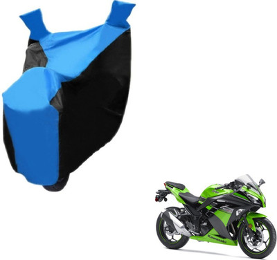 MOCKHE Two Wheeler Cover for Kawasaki(Ninja, Black, Blue)