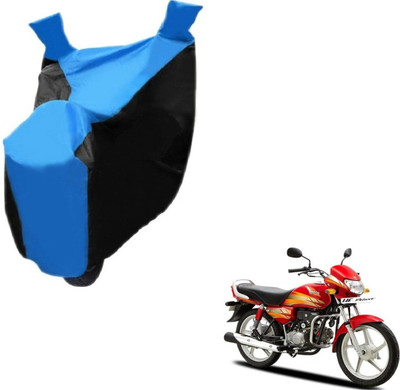 MOCKHE Two Wheeler Cover for Hero(HF Deluxe, Black, Blue)