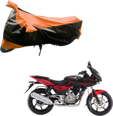 Purpleheart Two Wheeler Cover for Bajaj(Pulsar 220 DTS-i, Black, Orange)
