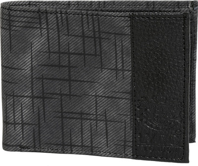 

LYDC London Men Grey, Black Denim Wallet(4 Card Slots), Black;grey
