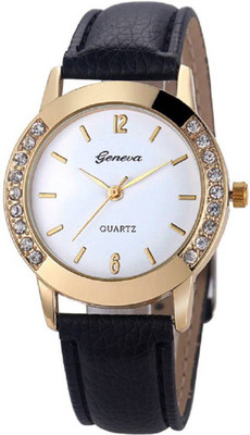 

Keepkart Geneva Simple Sobar And Beautiful Looking Black Leather Strap Analouge Watch Gor Woman And Girls Watch - For Women