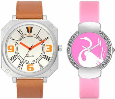 View VALENTIME VL45VT24 New Latest Stylish Designer Collection Leather Combo Diamond Couple Fancy Casual Best Offer Watch  - For Men & Women Wrist Watches Price Online(Valentime)