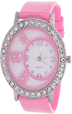 View Rj creation Glory Diamond Studded D024 Pink Watch  - For Women Wrist Watches Price Online(RJ Creation)