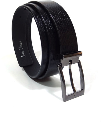 

Tom Venice Men & Women Casual, Party, Formal Black Genuine Leather Belt, Textured black
