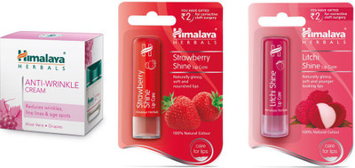 

Himalaya Anti Wrinkle Cream, Litchi Shine Lip Care, Strawberry Shine Lip Care(Set of)