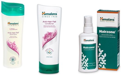 

Himalaya Anti Hair Fall Shampoo, Anti Hair Fall Conditioner, Hairzone Solution(Set of 3)