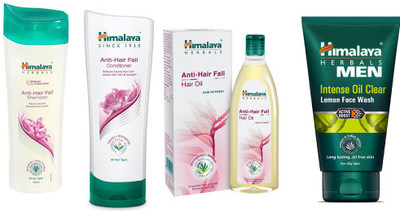 

Himalaya Anti Hair Fall Hair Oil, Anti Hair Fall Shampoo, Anti Hair Fall Conditioner, Men Intense Oil Clear Lemon Face Wash(Set of 4)