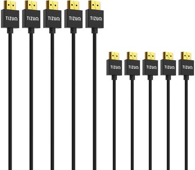 

TIZUM HDMI 1.4 -Gold Plated-High Speed Data 10.2Gbps, 3D, 4K, HD 1080P (10 Ft/ 3 M X 5) HDMI Cable(Compatible with Mobile, Laptop, Tablet, Mp3, Gaming Device, Black)