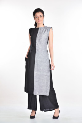 

Aaina Formal Solid Women's Kurti(Black, Grey, Charcoal black color block