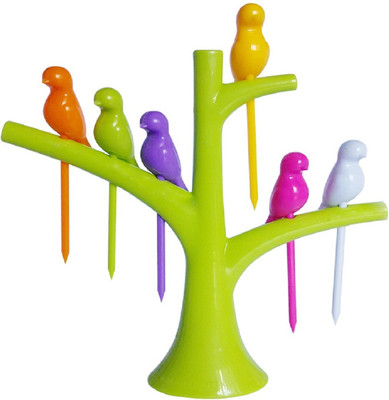

Birdie Birdie toothpick for kids Disposable PP (Polypropylene) Fruit Fork, Dessert Fork, Baby Fork Set(Pack of 6)