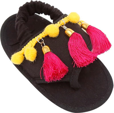 

Dchica Girls Slip-on T-bar Sandals(Black