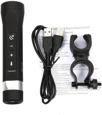 

VibeX ® Universal 4 in 1 Riding Cycling Music Torch Speaker MP3 Multi-Speaker Charger LED Front Light(Black)