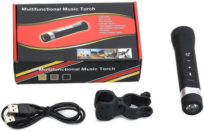 

VibeX ™ Handheld Night Light for Outdoor Flashlight Speaker MP3 Music Player FM Radio Power Bank Emergency Torchlight TF Card Handsfree LED Front Light(Black)