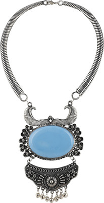 Aradhya Silver Plated Acrylic Necklace