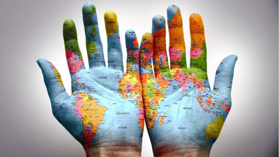 

Map in hands painting FINE ART PAPER HD WALLPAPER POSTER Fine Art Print(19 inch X 13 inch, Rolled)