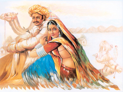 

DIGITAL PAINTING WALL HD WALLPAPER ART PAPER ROMANTIC INDIAN VILLAGE PEOPLE ON 24X36 Photographic Paper(36 inch X 24 inch, Rolled)